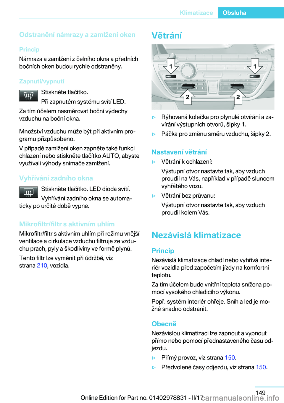 BMW I3 2017  Návod na použití (in Czech) �O�d�s�t�r�a�n�