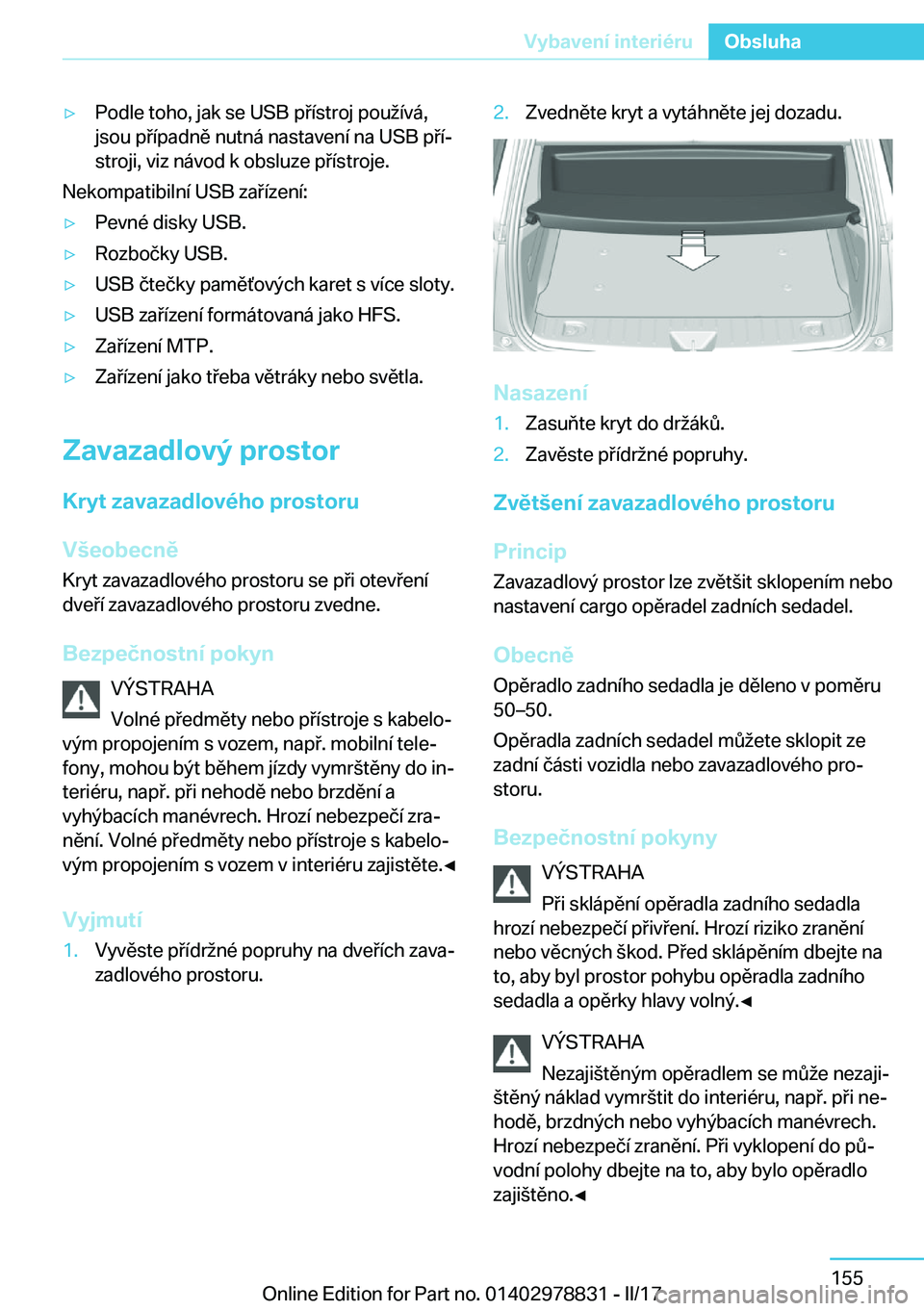 BMW I3 2017  Návod na použití (in Czech) y�P�o�d�l�e� �t�o�h�o�,� �j�a�k� �s�e� �U�S�B� �p "�
