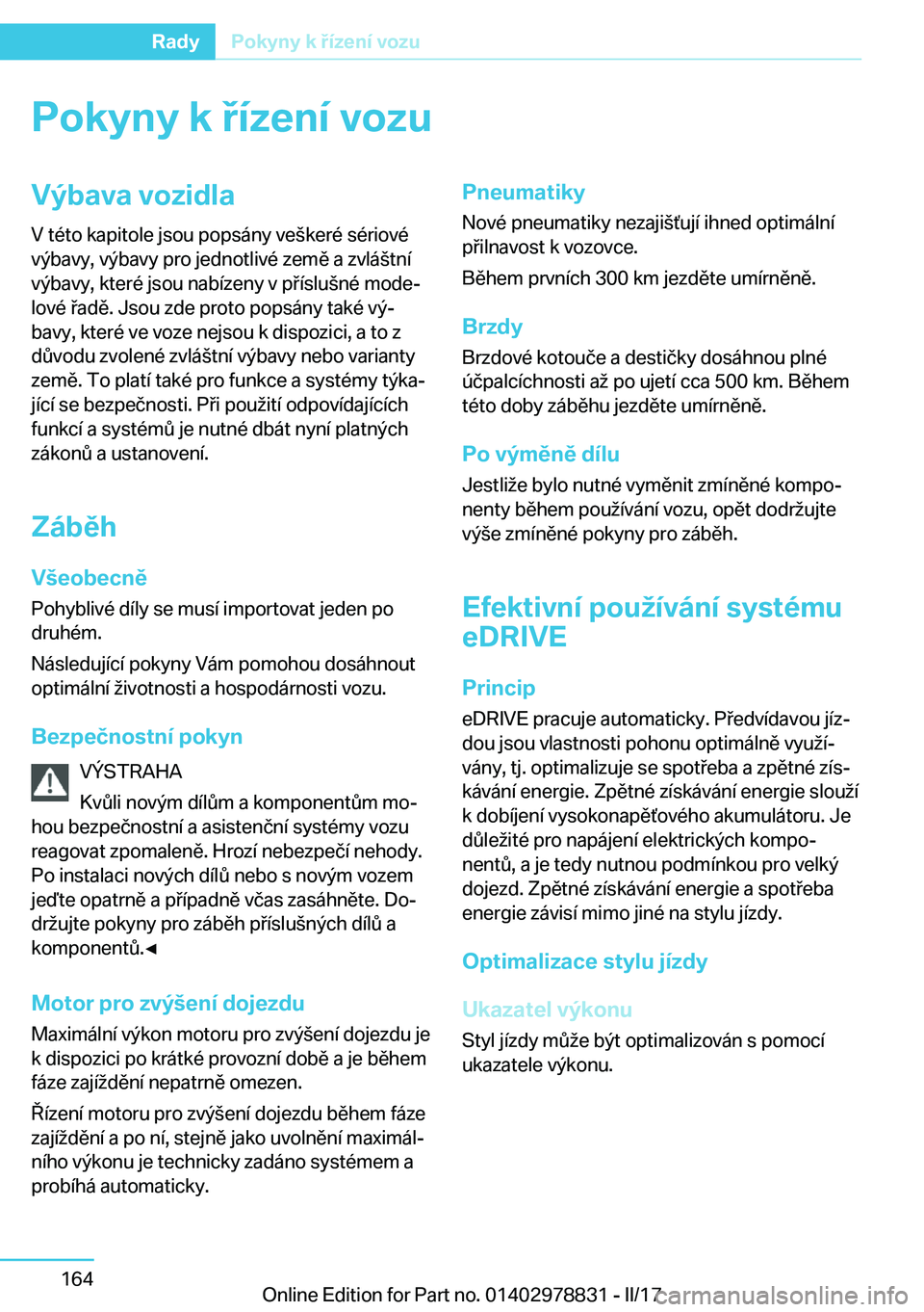 BMW I3 2017  Návod na použití (in Czech) �P�o�k�y�n�y��k��
