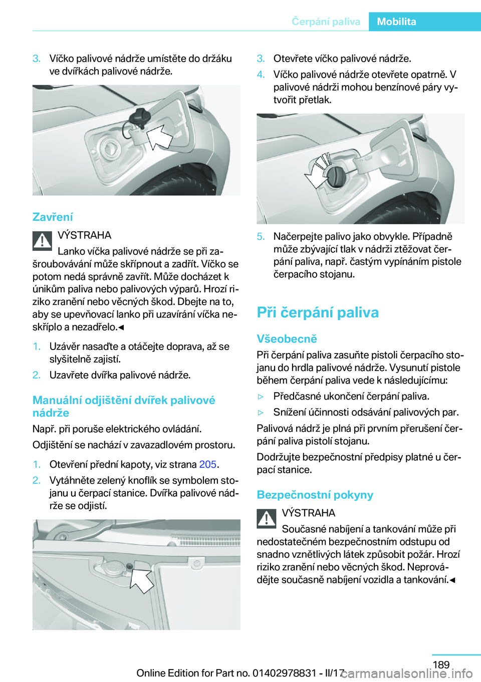 BMW I3 2017  Návod na použití (in Czech) �3�.�V�