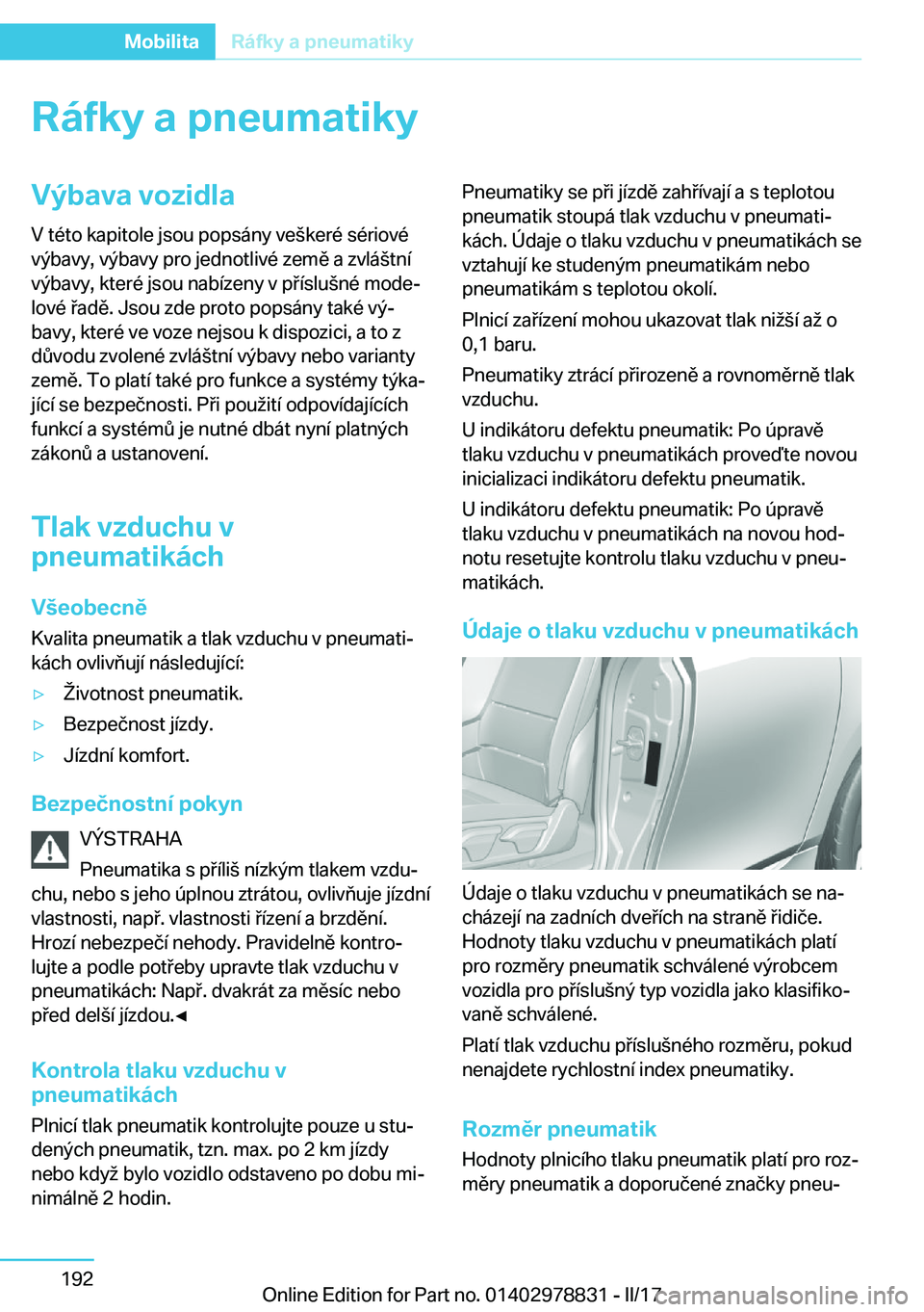 BMW I3 2017  Návod na použití (in Czech) �R�