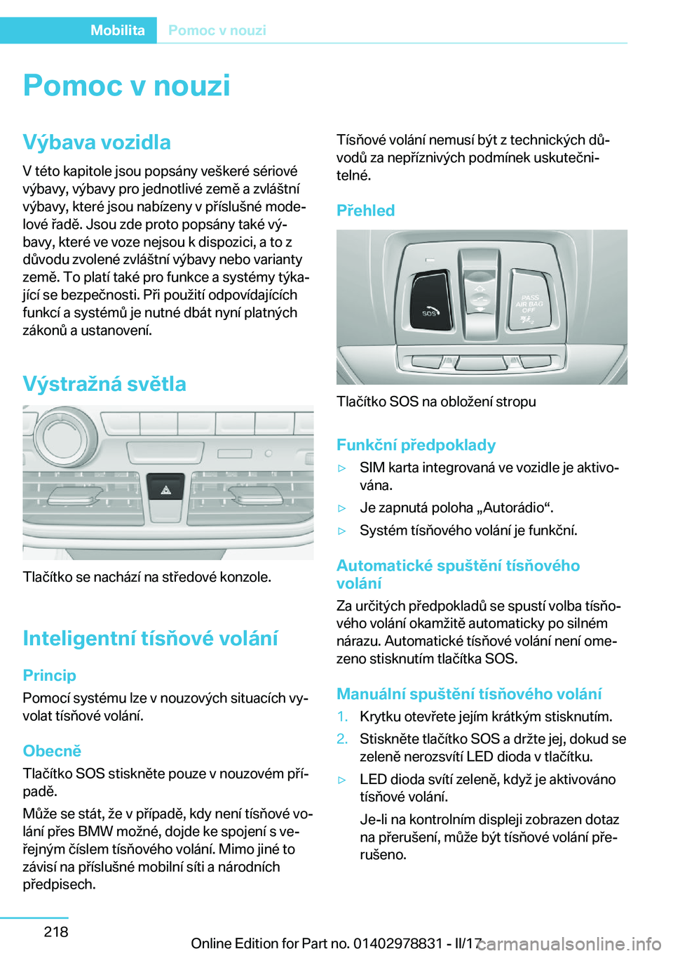 BMW I3 2017  Návod na použití (in Czech) �P�o�m�o�c��v��n�o�u�z�i�V�