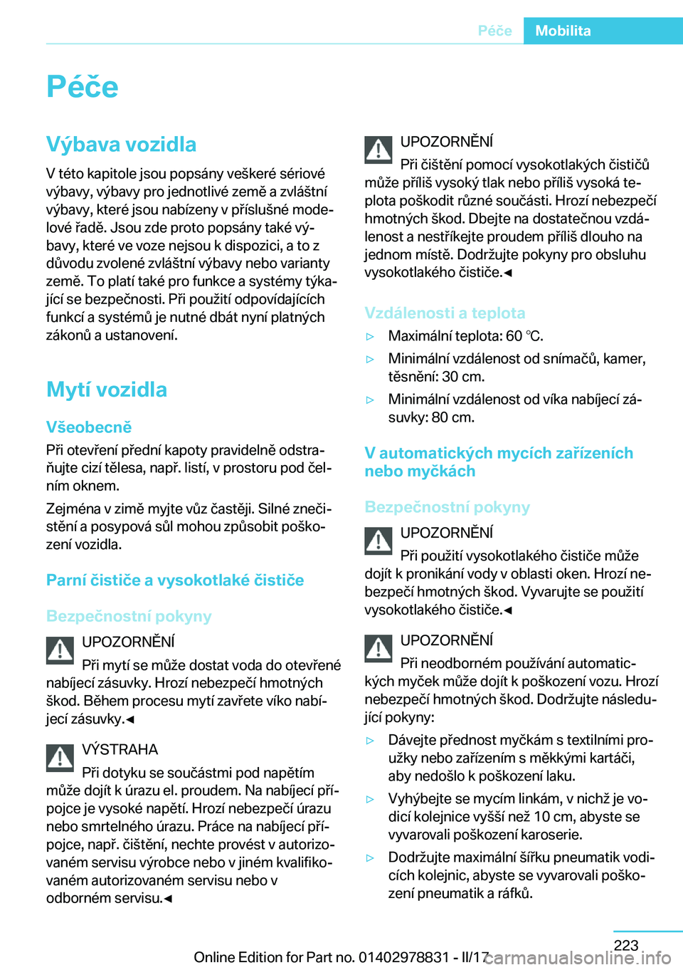 BMW I3 2017  Návod na použití (in Czech) �P�