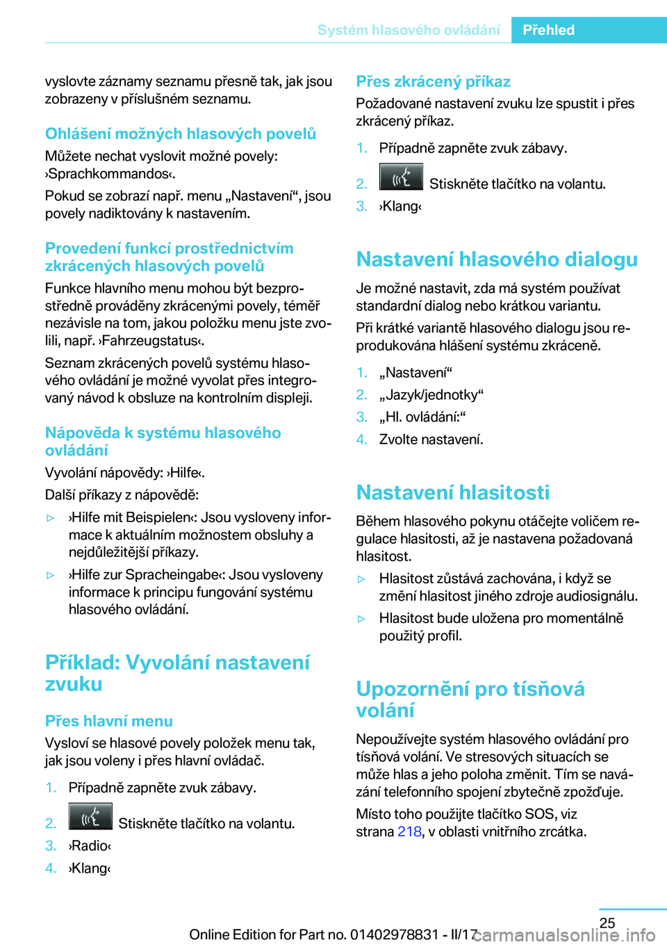 BMW I3 2017  Návod na použití (in Czech) �v�y�s�l�o�v�t�e� �z�