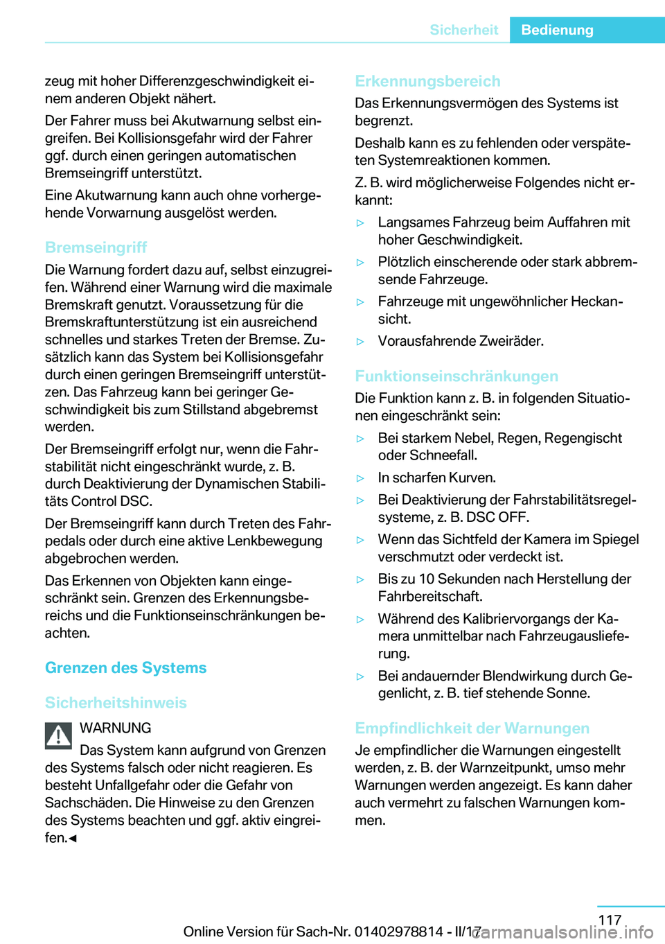 BMW I3 2017  Betriebsanleitungen (in German) �z�e�u�g� �m�i�t� �h�o�h�e�r� �D�i�f�f�e�r�e�n�z�g�e�s�c�h�w�i�n�d�i�g�k�e�i�t� �e�ij�n�e�m� �a�n�d�e�r�e�n� �O�b�j�e�k�t� �n�