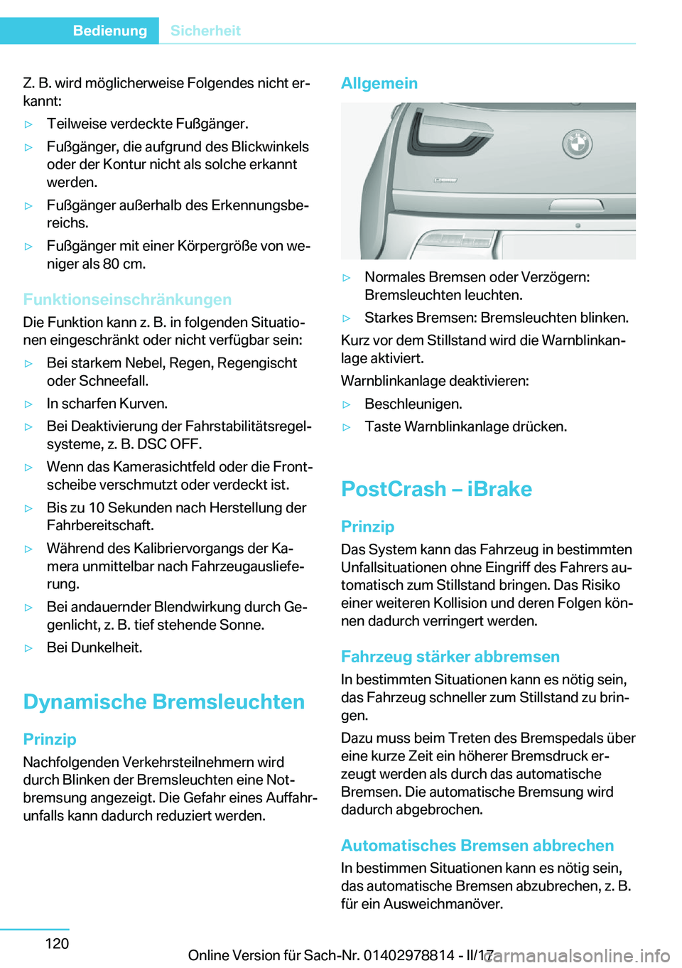 BMW I3 2017  Betriebsanleitungen (in German) �Z�.� �B�.� �w�i�r�d� �m�
