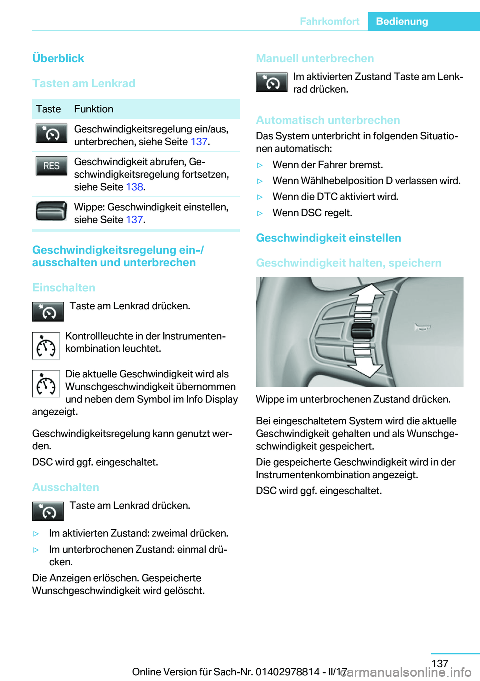 BMW I3 2017  Betriebsanleitungen (in German) �