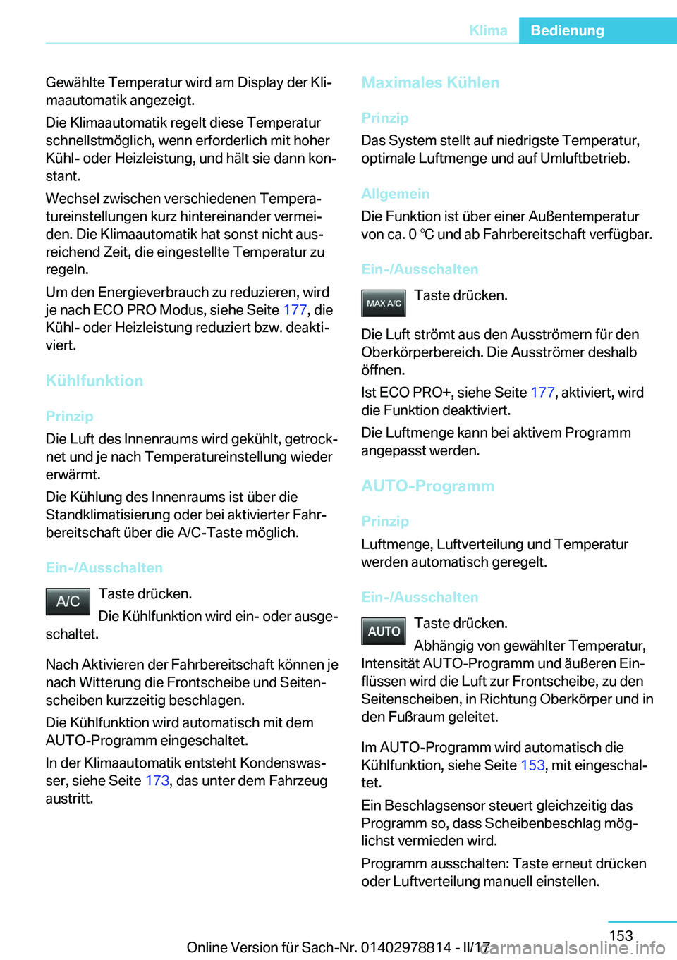 BMW I3 2017  Betriebsanleitungen (in German) �G�e�w�