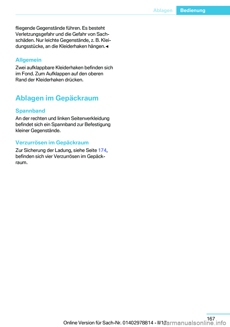 BMW I3 2017  Betriebsanleitungen (in German) �f�l�i�e�g�e�n�d�e� �G�e�g�e�n�s�t�