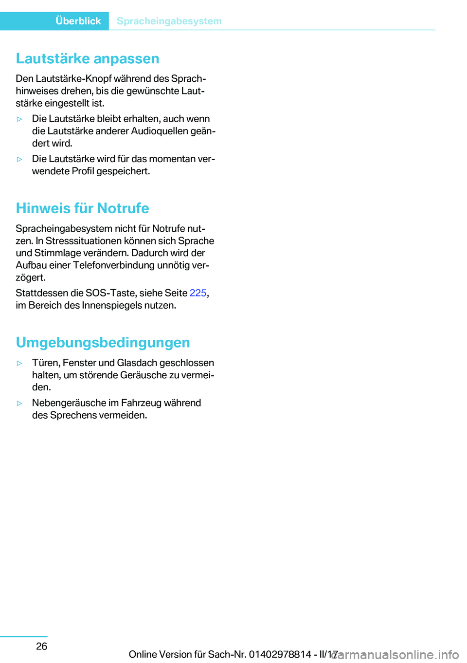 BMW I3 2017  Betriebsanleitungen (in German) �L�a�u�t�s�t�