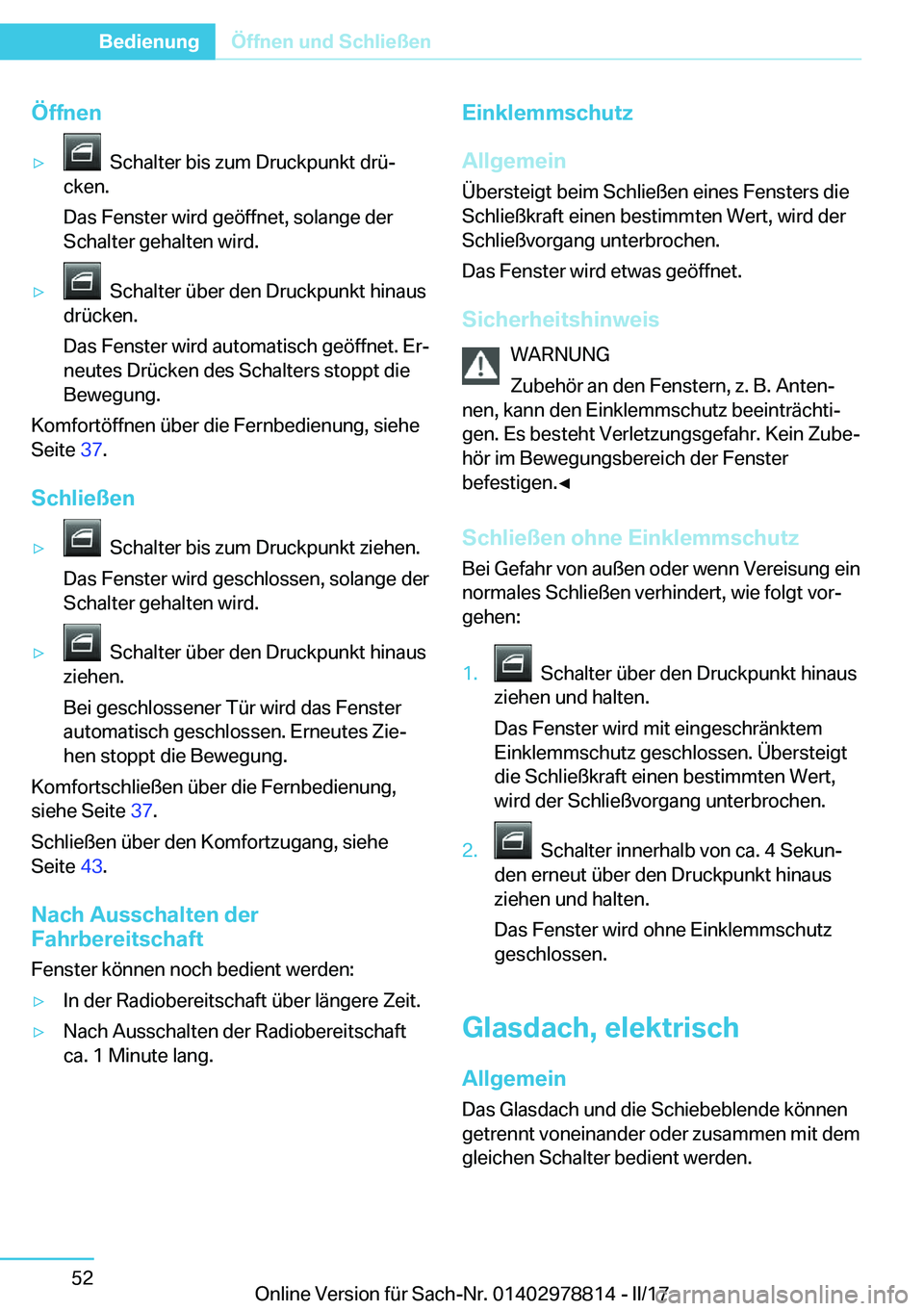 BMW I3 2017  Betriebsanleitungen (in German) �