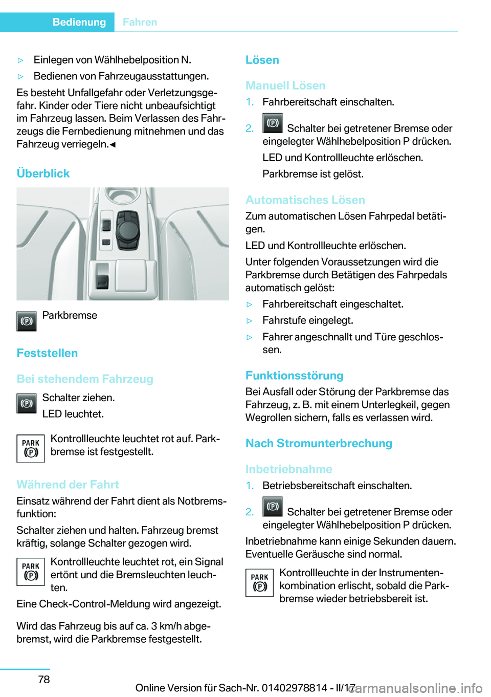 BMW I3 2017  Betriebsanleitungen (in German) y�E�i�n�l�e�g�e�n� �v�o�n� �W�