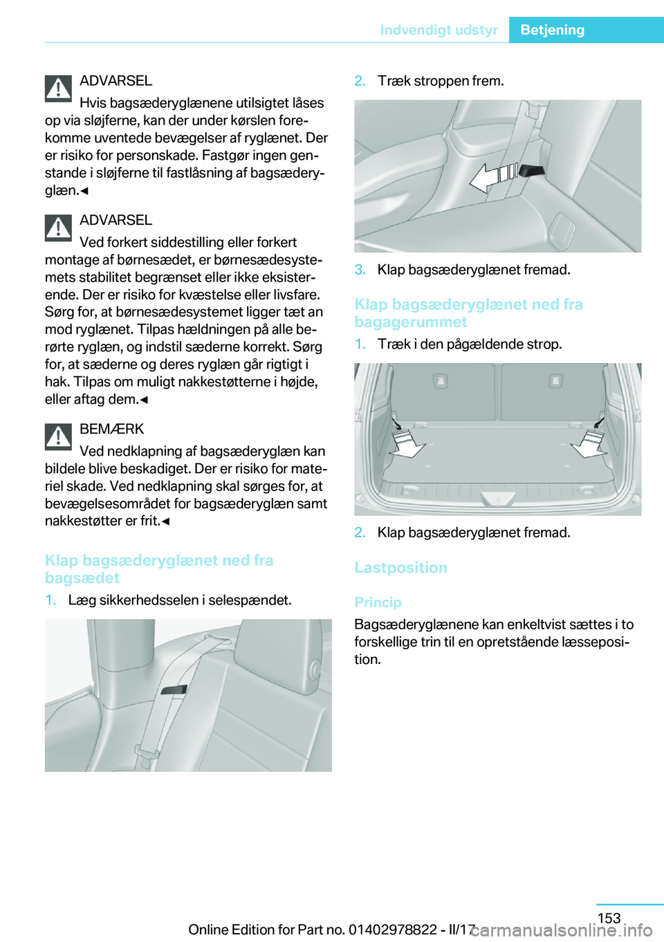 BMW I3 2017  InstruktionsbØger (in Danish) �A�D�V�A�R�S�E�L
�H�v�i�s� �b�a�g�s�æ�d�e�r�y�g�l�æ�n�e�n�e� �u�t�i�l�s�i�g�t�e�t� �l�å�s�e�s
�o�p� �v�i�a� �s�l�