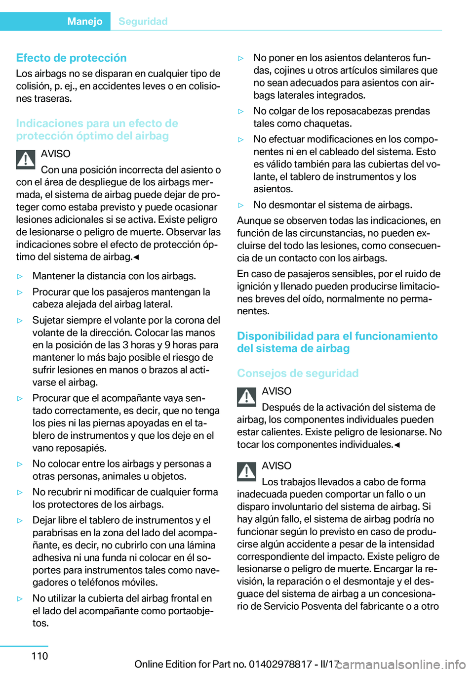 BMW I3 2017  Manuales de Empleo (in Spanish) �E�f�e�c�t�o��d�e��p�r�o�t�e�c�c�i�