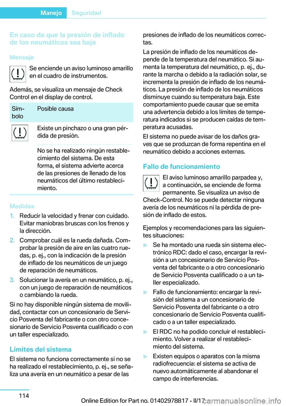 BMW I3 2017  Manuales de Empleo (in Spanish) �E�n��c�a�s�o��d�e��q�u�e��l�a��p�r�e�s�i�