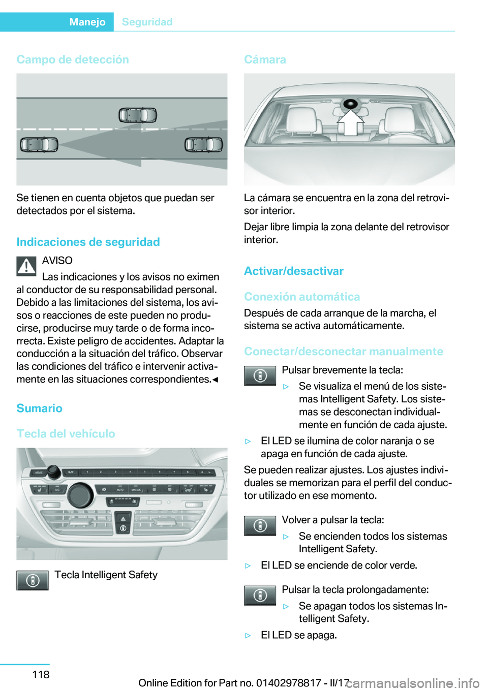 BMW I3 2017  Manuales de Empleo (in Spanish) �C�a�m�p�o��d�e��d�e�t�e�c�c�i�