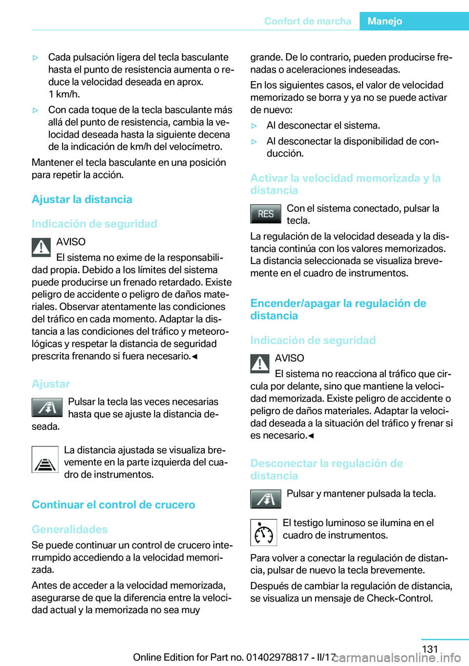 BMW I3 2017  Manuales de Empleo (in Spanish) y�C�a�d�a� �p�u�l�s�a�c�i�