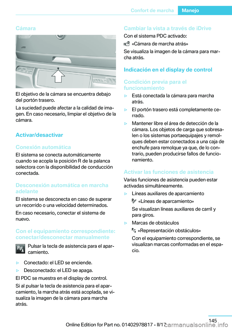 BMW I3 2017  Manuales de Empleo (in Spanish) �C�