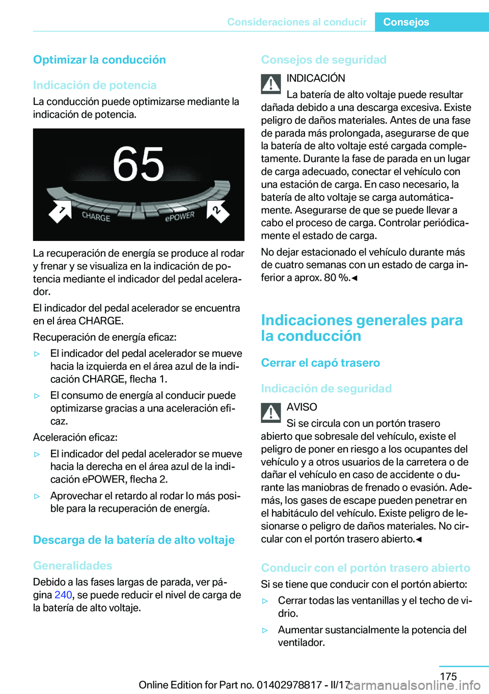 BMW I3 2017  Manuales de Empleo (in Spanish) �O�p�t�i�m�i�z�a�r��l�a��c�o�n�d�u�c�c�i�