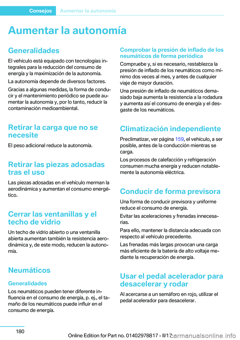 BMW I3 2017  Manuales de Empleo (in Spanish) �A�u�m�e�n�t�a�r��l�a��a�u�t�o�n�o�m�