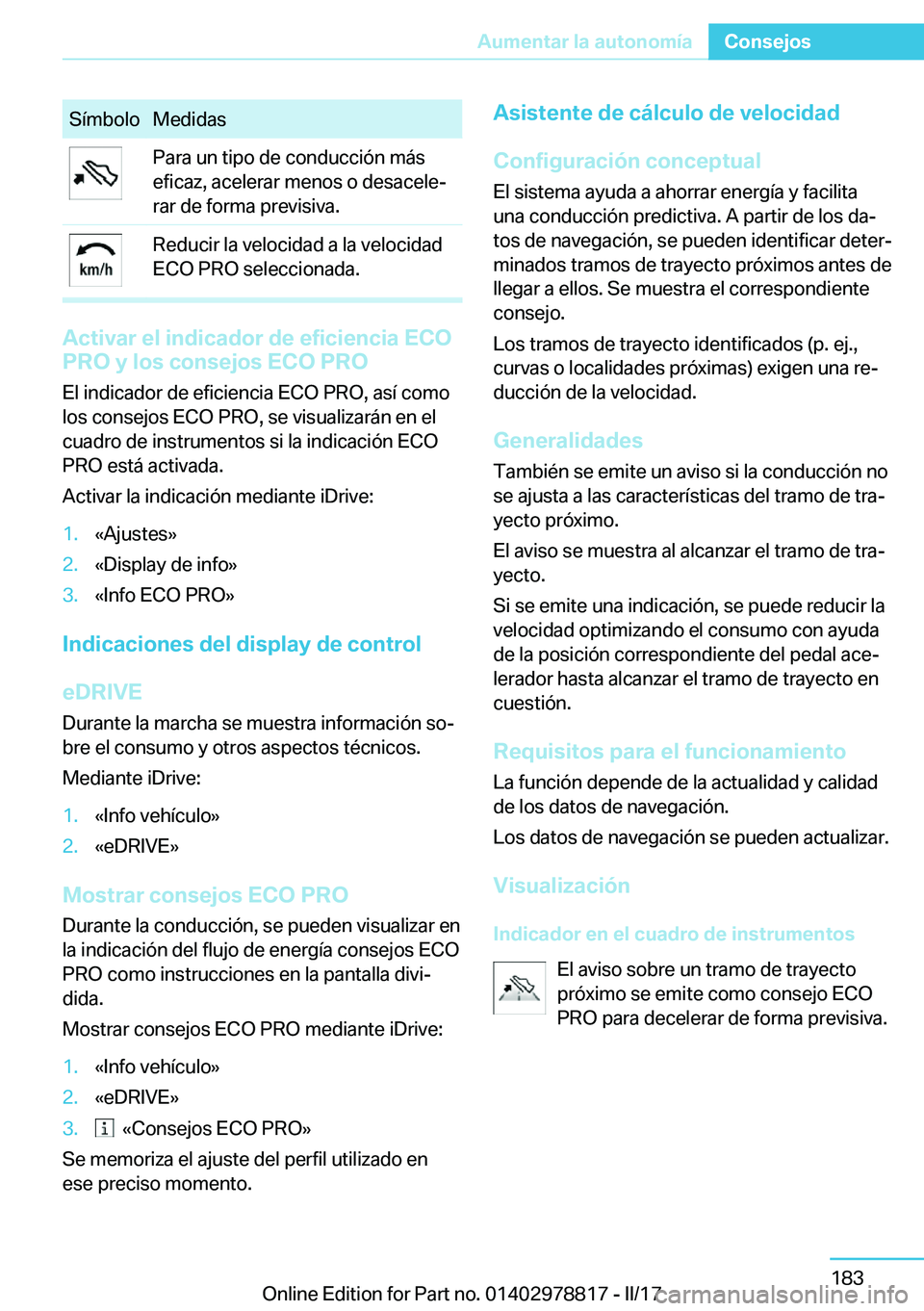 BMW I3 2017  Manuales de Empleo (in Spanish) �S�