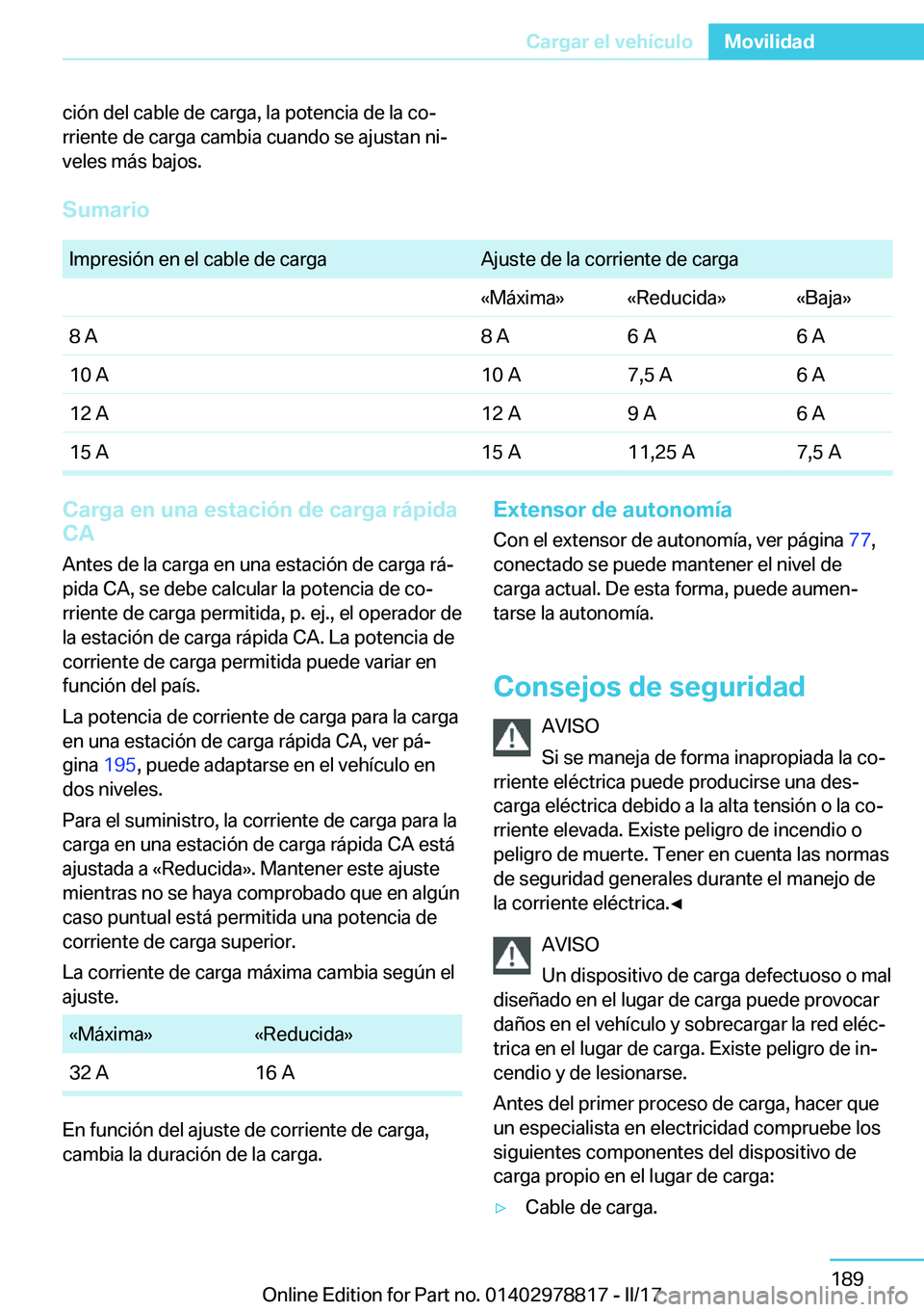 BMW I3 2017  Manuales de Empleo (in Spanish) �c�i�