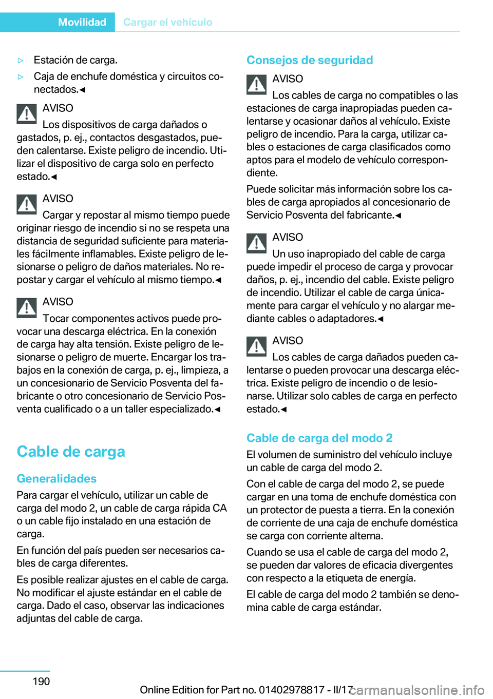 BMW I3 2017  Manuales de Empleo (in Spanish) y�E�s�t�a�c�i�