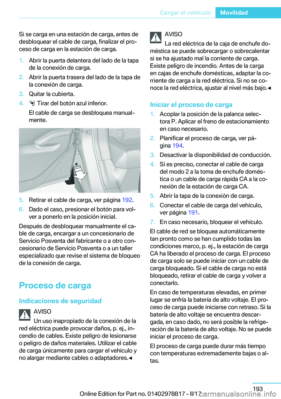 BMW I3 2017  Manuales de Empleo (in Spanish) �S�i� �s�e� �c�a�r�g�a� �e�n� �u�n�a� �e�s�t�a�c�i�