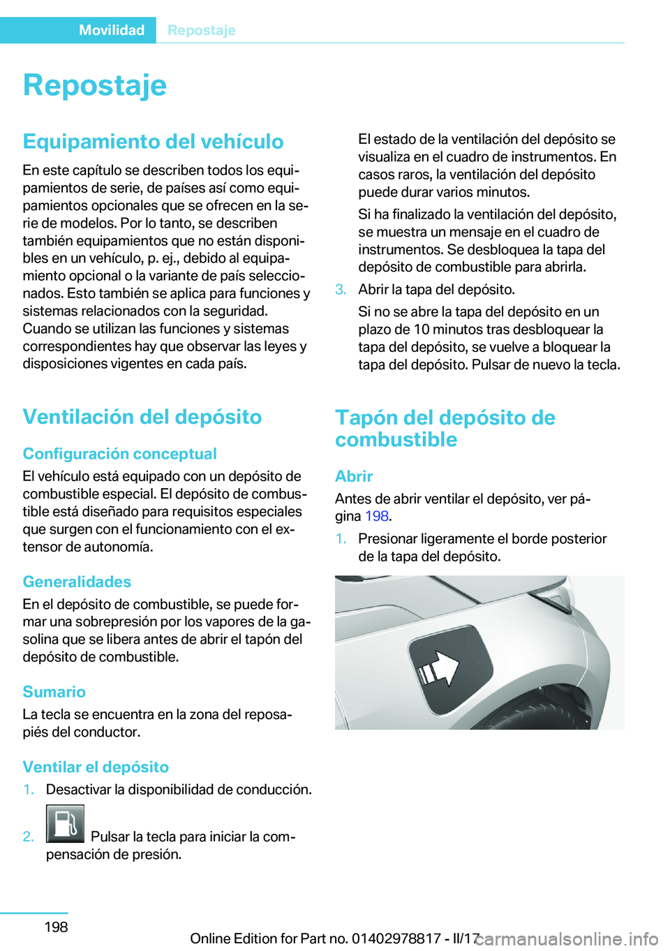 BMW I3 2017  Manuales de Empleo (in Spanish) �R�e�p�o�s�t�a�j�e�E�q�u�i�p�a�m�i�e�n�t�o��d�e�l��v�e�h�