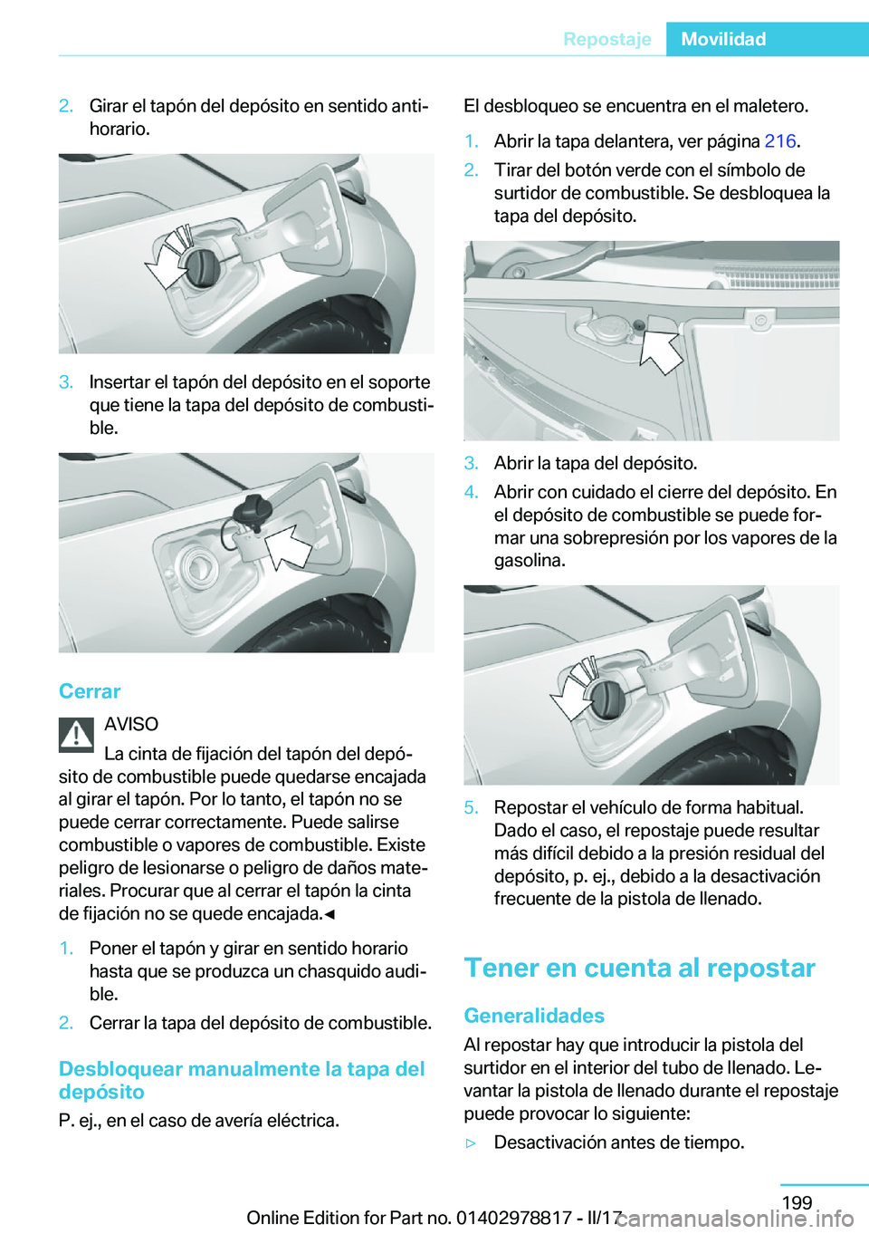 BMW I3 2017  Manuales de Empleo (in Spanish) �2�.�G�i�r�a�r� �e�l� �t�a�p�