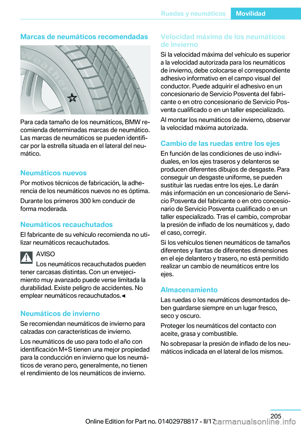 BMW I3 2017  Manuales de Empleo (in Spanish) �M�a�r�c�a�s��d�e��n�e�u�m�