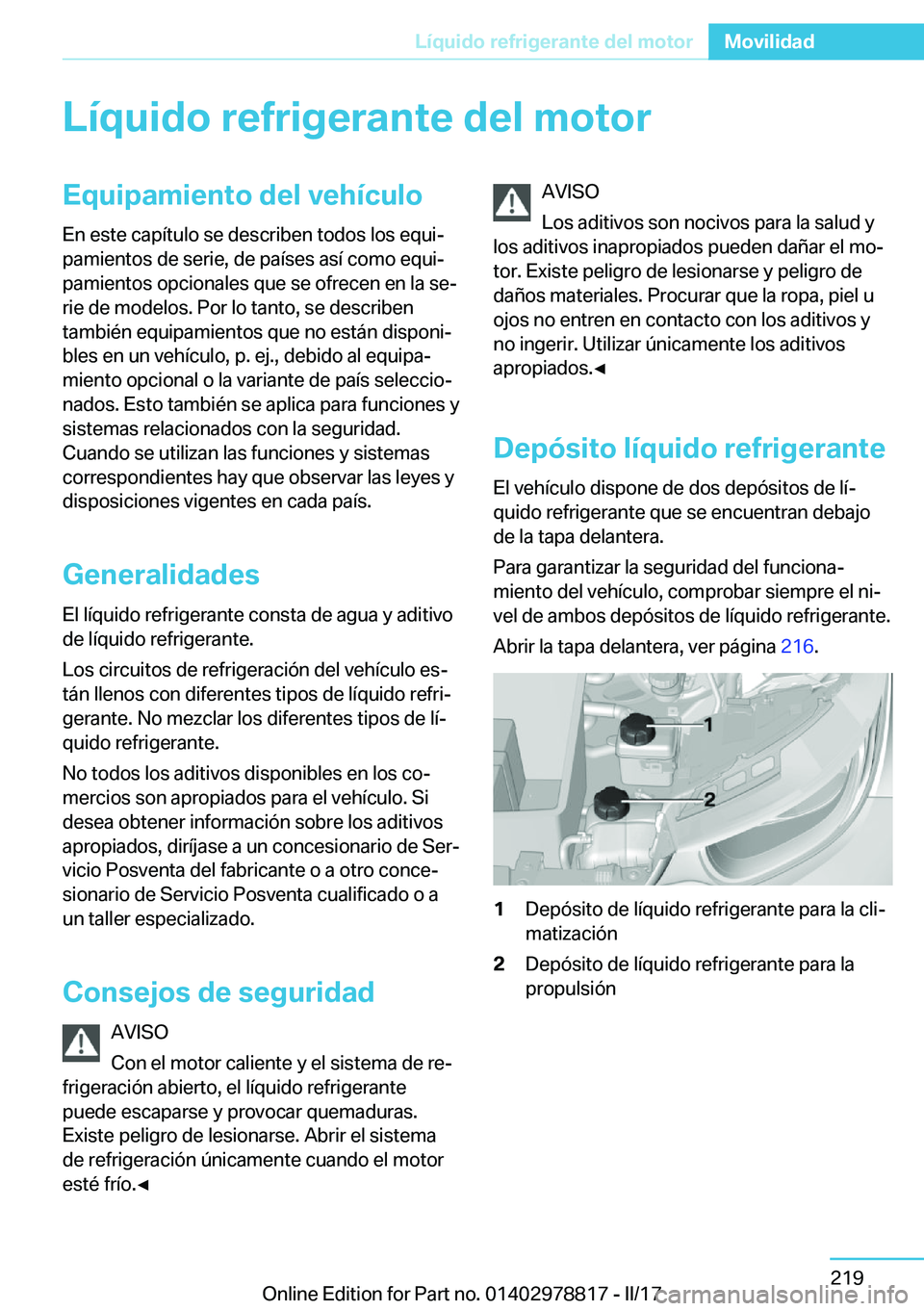 BMW I3 2017  Manuales de Empleo (in Spanish) �L�