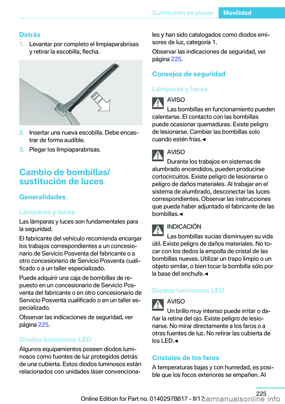 BMW I3 2017  Manuales de Empleo (in Spanish) �D�e�t�r�