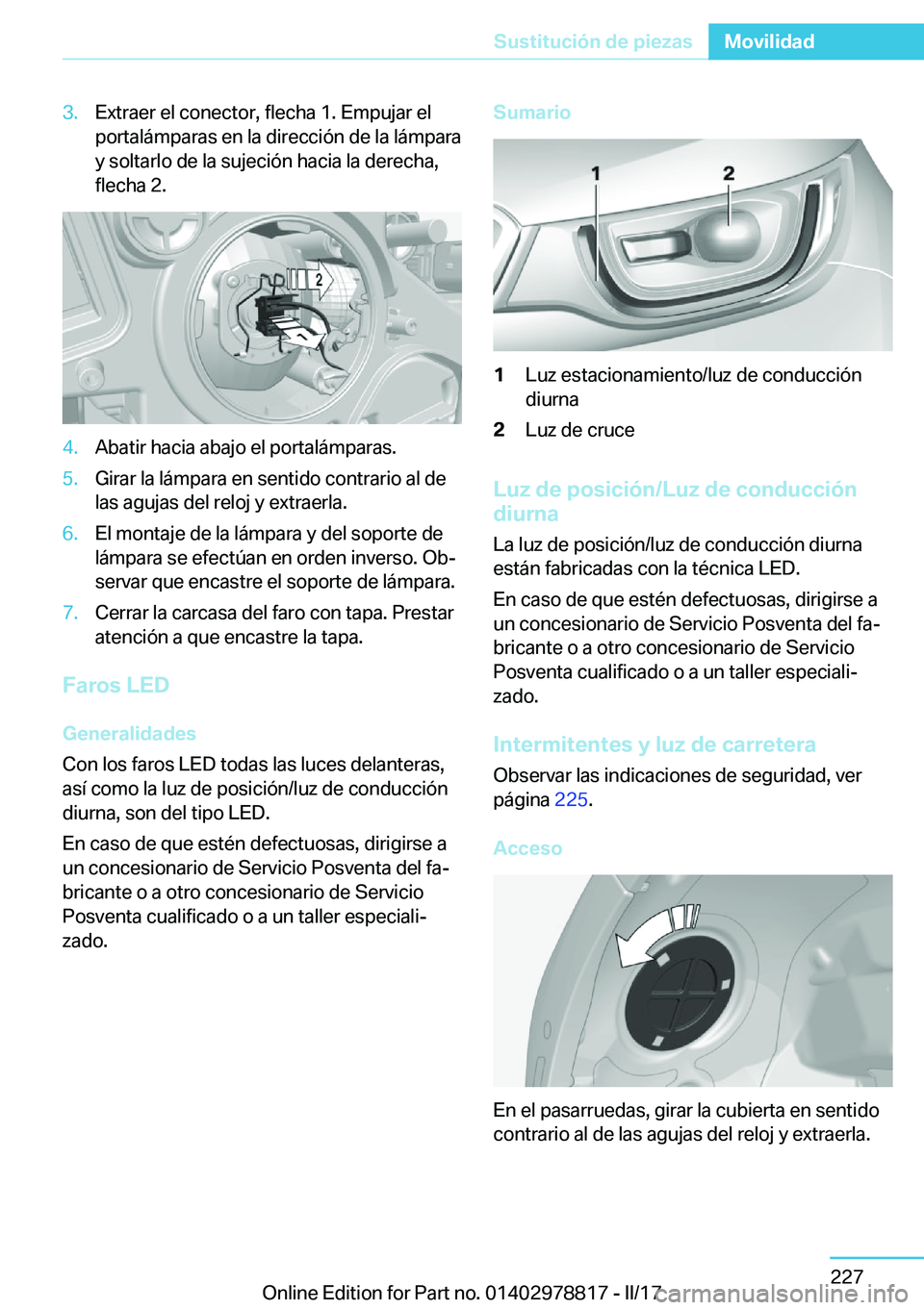 BMW I3 2017  Manuales de Empleo (in Spanish) �3�.�E�x�t�r�a�e�r� �e�l� �c�o�n�e�c�t�o�r�,� �f�l�e�c�h�a� �1�.� �E�m�p�u�j�a�r� �e�l�p�o�r�t�a�l�