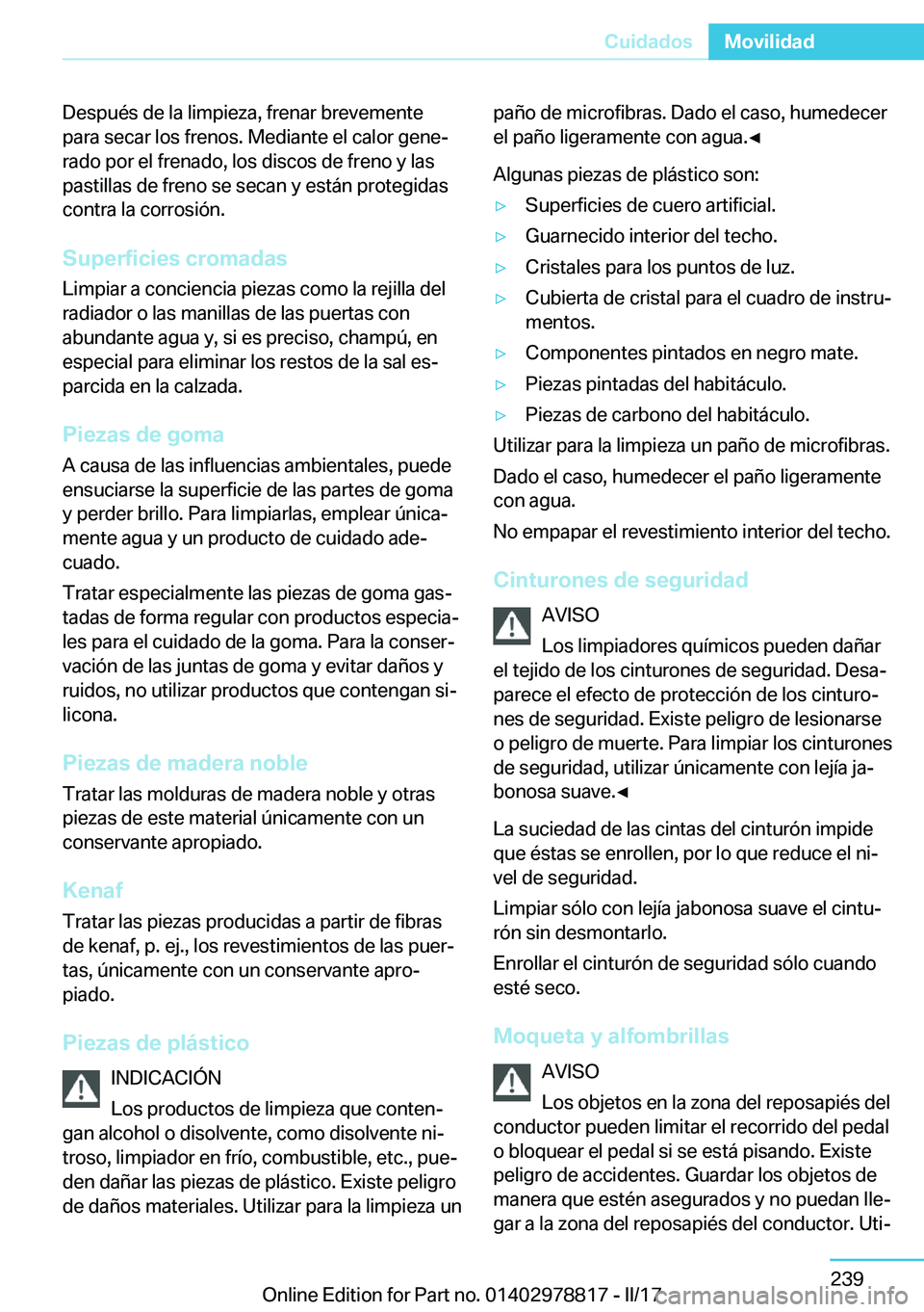 BMW I3 2017  Manuales de Empleo (in Spanish) �D�e�s�p�u�