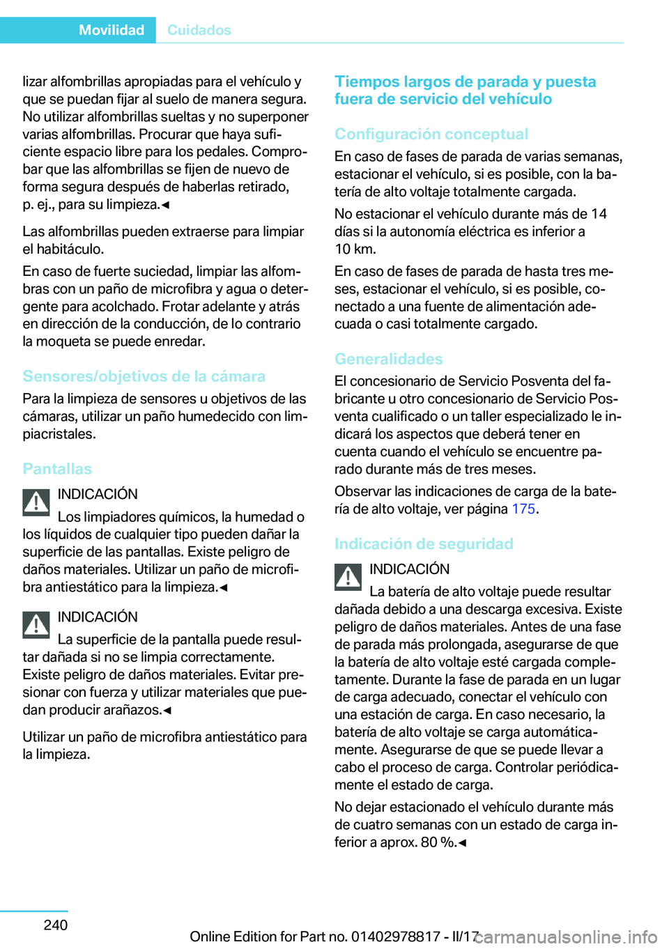 BMW I3 2017  Manuales de Empleo (in Spanish) �l�i�z�a�r� �a�l�f�o�m�b�r�i�l�l�a�s� �a�p�r�o�p�i�a�d�a�s� �p�a�r�a� �e�l� �v�e�h�