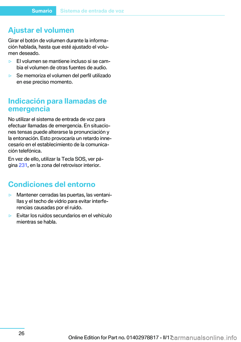 BMW I3 2017  Manuales de Empleo (in Spanish) �A�j�u�s�t�a�r��e�l��v�o�l�u�m�e�n�G�i�r�a�r� �e�l� �b�o�t�