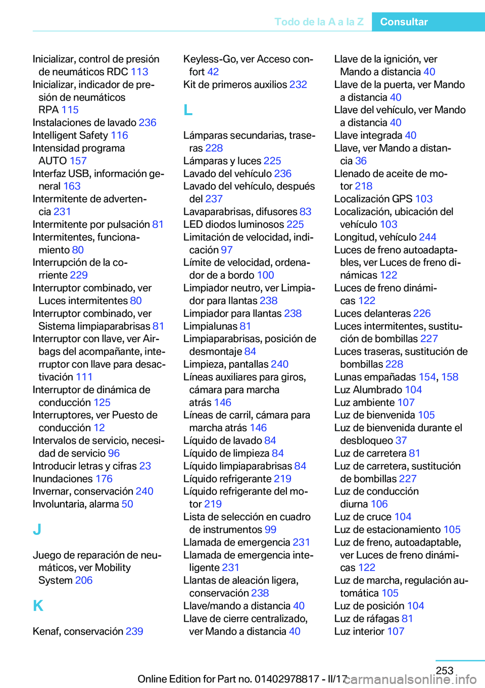 BMW I3 2017  Manuales de Empleo (in Spanish) �I�n�i�c�i�a�l�i�z�a�r�,� �c�o�n�t�r�o�l� �d�e� �p�r�e�s�i�