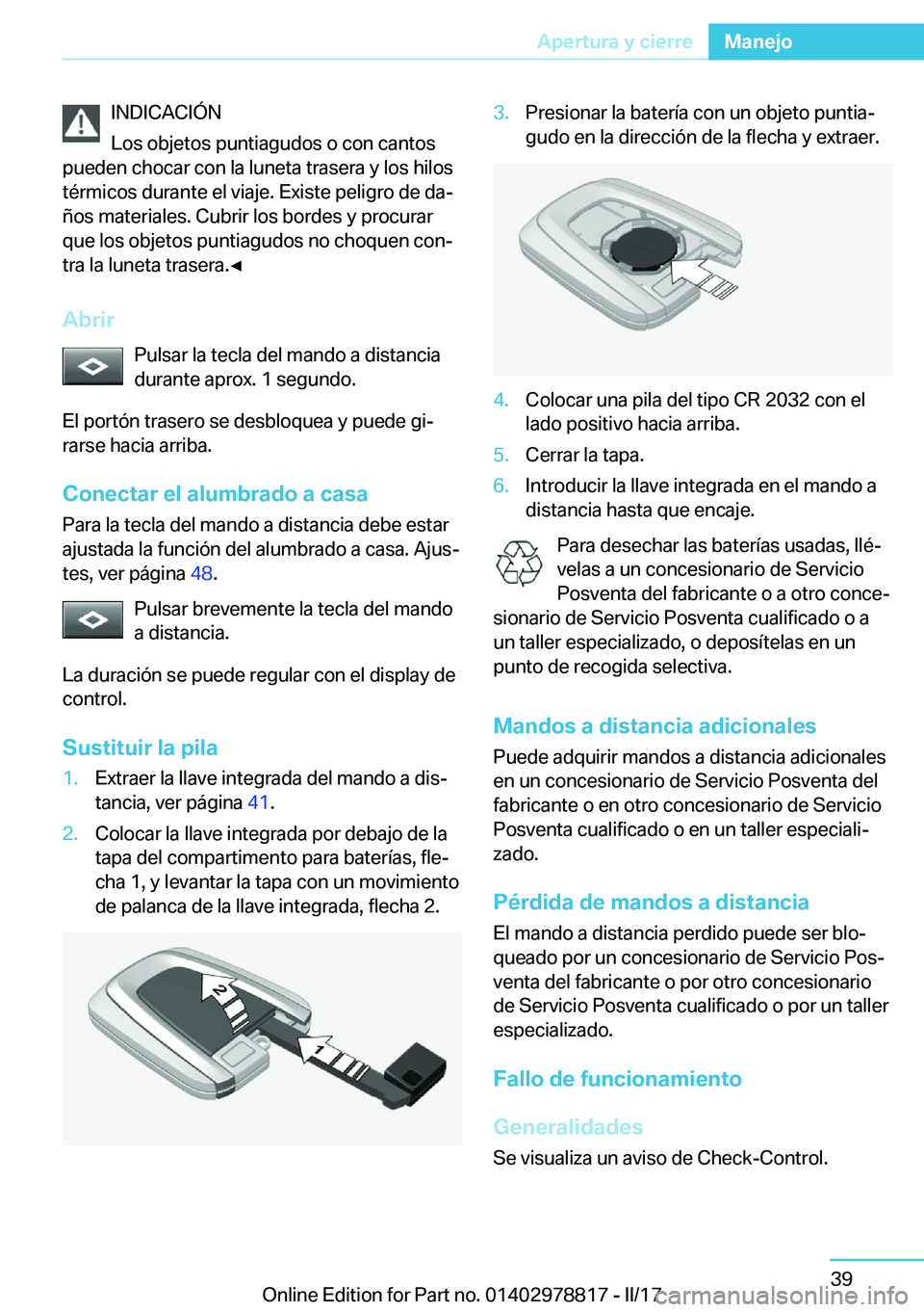 BMW I3 2017  Manuales de Empleo (in Spanish) �I�N�D�I�C�A�C�I�