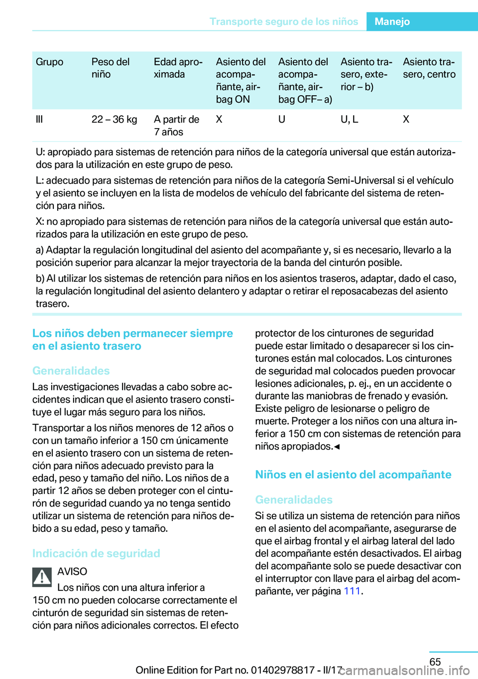 BMW I3 2017  Manuales de Empleo (in Spanish) �G�r�u�p�o�P�e�s�o� �d�e�l
�n�i�