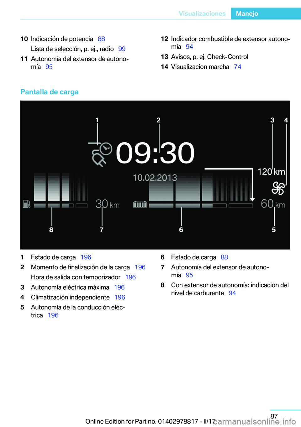 BMW I3 2017  Manuales de Empleo (in Spanish) �1�0�I�n�d�i�c�a�c�i�