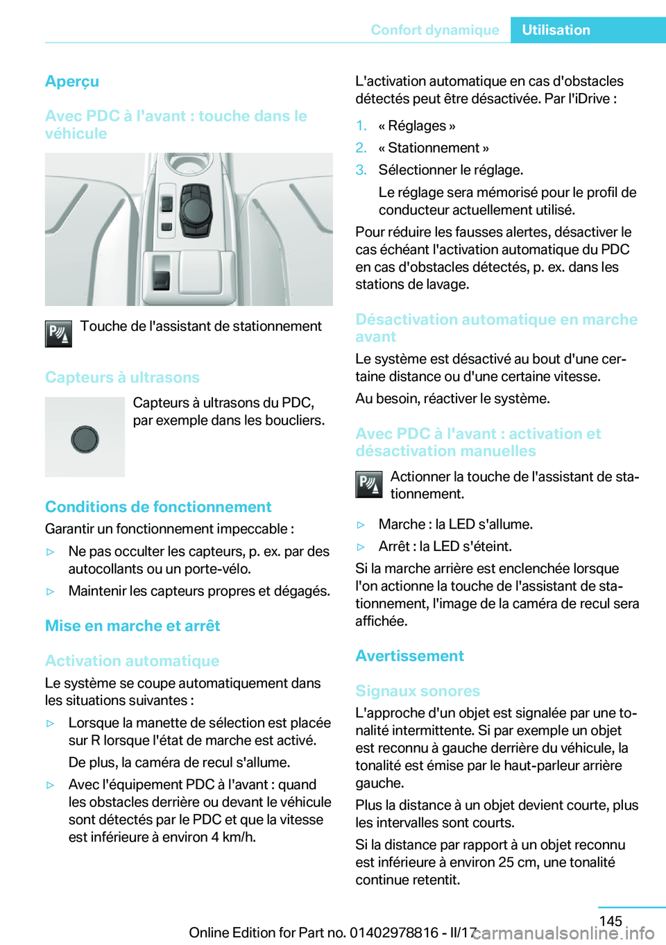 BMW I3 2017  Notices Demploi (in French) �A�p�e�r�ç�u
�A�v�e�c��P�D�C��