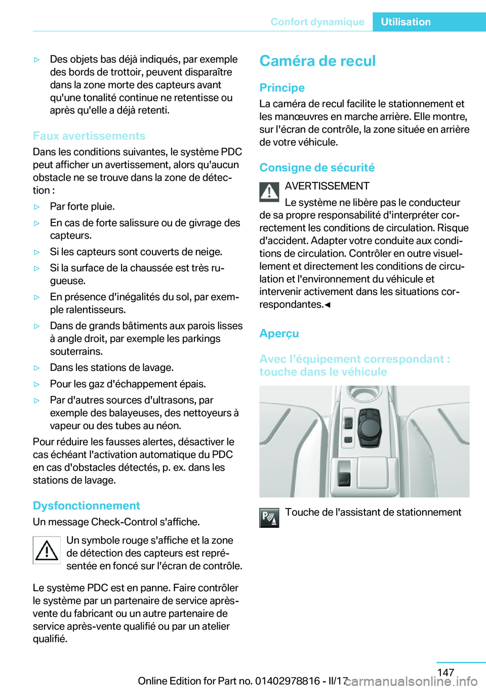 BMW I3 2017  Notices Demploi (in French) 'y�D�e�s� �o�b�j�e�t�s� �b�a�s� �d�é�j�