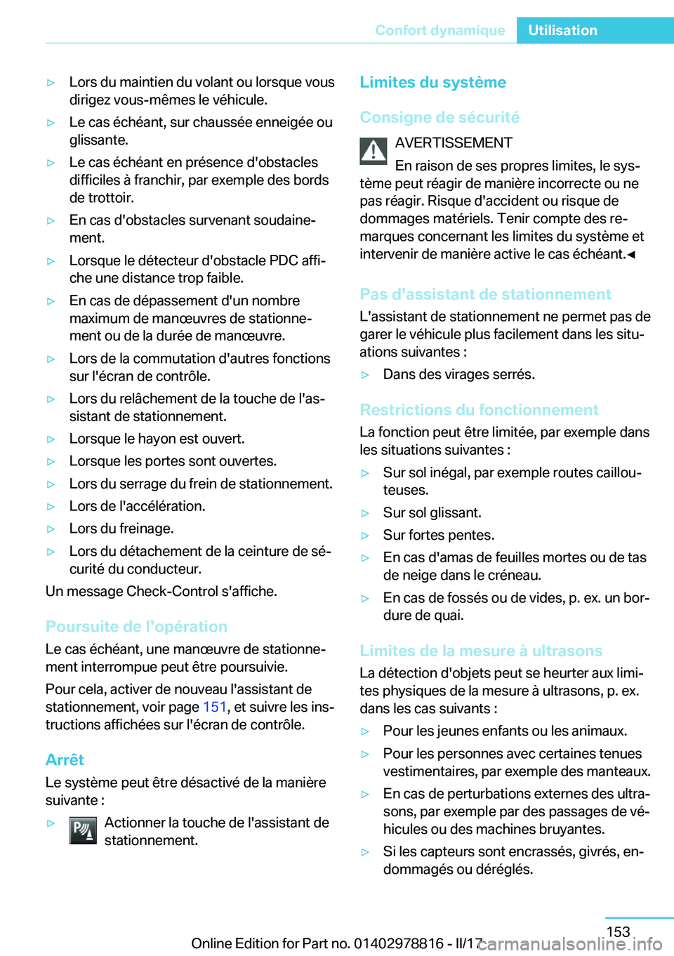 BMW I3 2017  Notices Demploi (in French) 'y�L�o�r�s� �d�u� �m�a�i�n�t�i�e�n� �d�u� �v�o�l�a�n�t� �o�u� �l�o�r�s�q�u�e� �v�o�u�s
�d�i�r�i�g�e�z� �v�o�u�s�-�m�ê�m�e�s� �l�e� �v�é�h�i�c�u�l�e�.'y�L�e� �c�a�s� �é�c�h�é�a�n�t�,� �s�u�