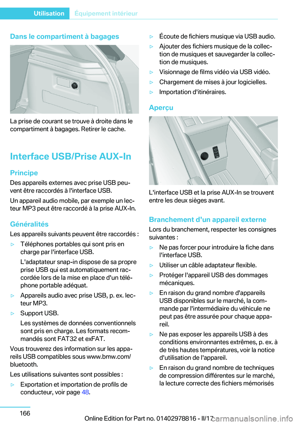 BMW I3 2017  Notices Demploi (in French) �D�a�n�s��l�e��c�o�m�p�a�r�t�i�m�e�n�t��