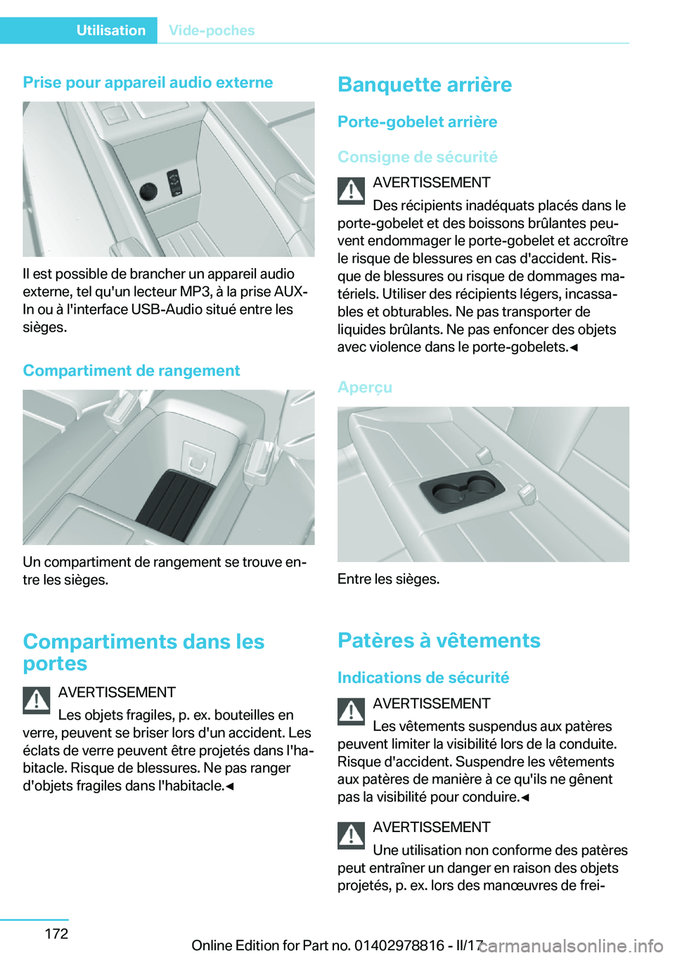 BMW I3 2017  Notices Demploi (in French) �P�r�i�s�e��p�o�u�r��a�p�p�a�r�e�i�l��a�u�d�i�o��e�x�t�e�r�n�e
�I�l� �e�s�t� �p�o�s�s�i�b�l�e� �d�e� �b�r�a�n�c�h�e�r� �u�n� �a�p�p�a�r�e�i�l� �a�u�d�i�o
�e�x�t�e�r�n�e�,� �t�e�l� �q�u�'�u�n� 