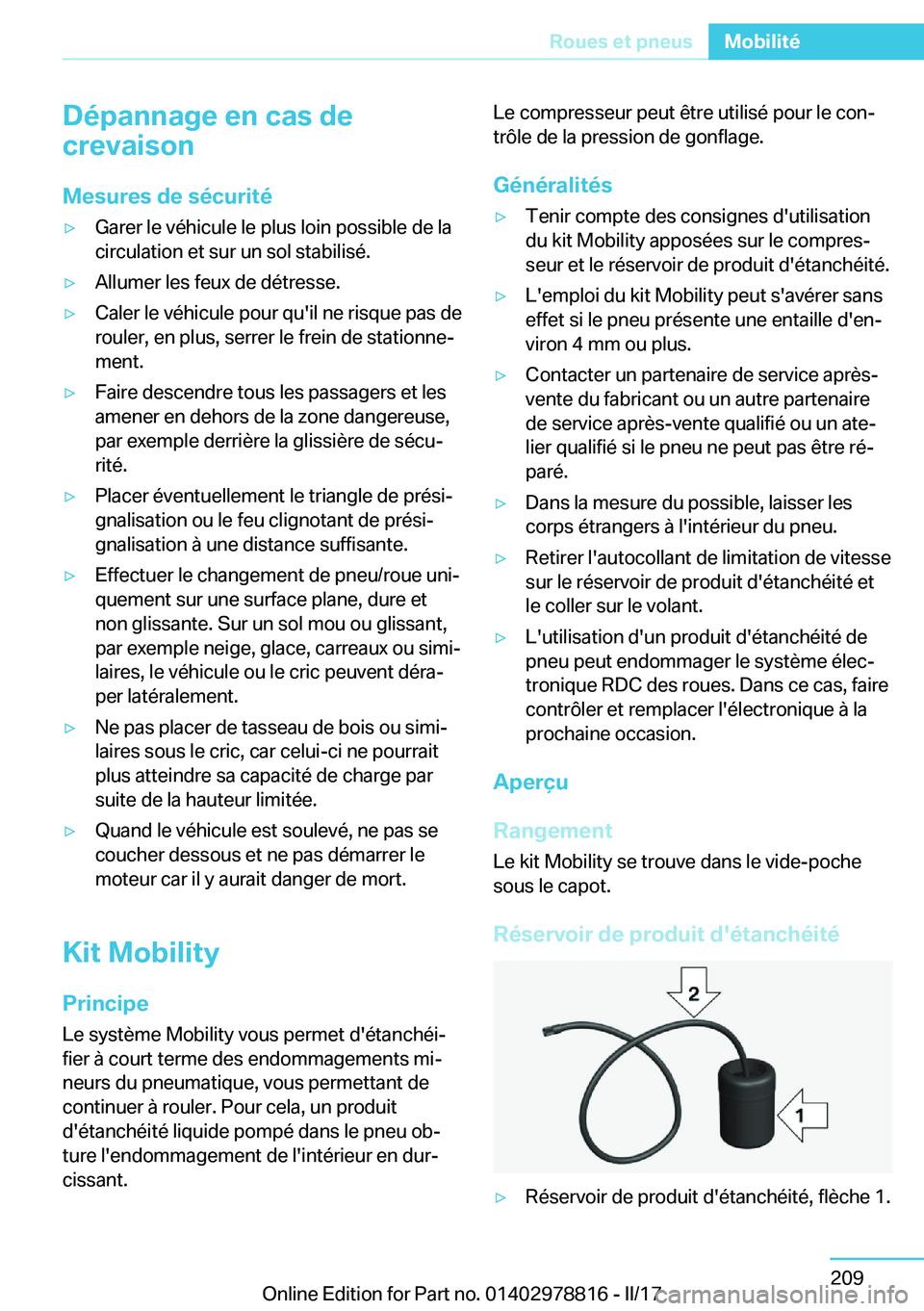 BMW I3 2017  Notices Demploi (in French) �D�é�p�a�n�n�a�g�e��e�n��c�a�s��d�e
�c�r�e�v�a�i�s�o�n
�M�e�s�u�r�e�s��d�e��s�é�c�u�r�i�t�é'y�G�a�r�e�r� �l�e� �v�é�h�i�c�u�l�e� �l�e� �p�l�u�s� �l�o�i�n� �p�o�s�s�i�b�l�e� �d�e� �l�a �c�