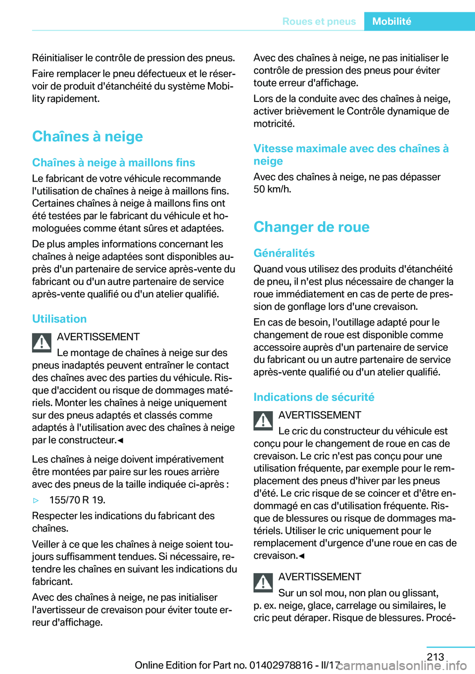 BMW I3 2017  Notices Demploi (in French) �R�é�i�n�i�t�i�a�l�i�s�e�r� �l�e� �c�o�n�t�r�