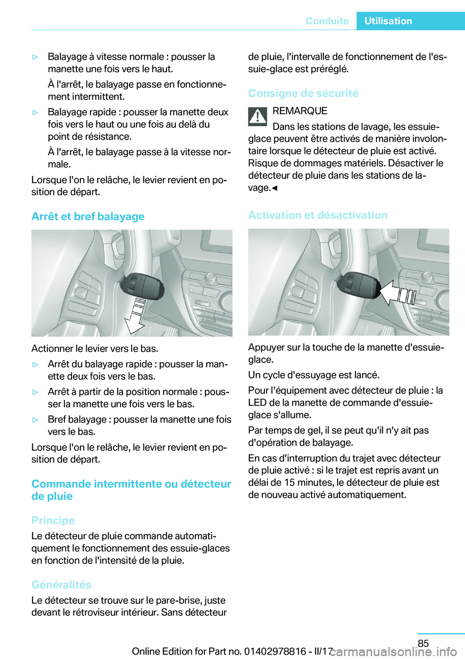 BMW I3 2017  Notices Demploi (in French) 'y�B�a�l�a�y�a�g�e� �