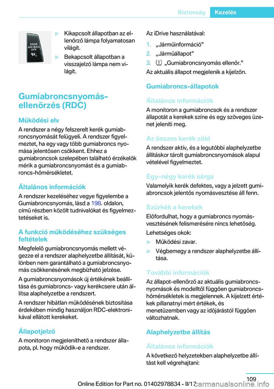 BMW I3 2017  Kezelési útmutató (in Hungarian) 'y�K�i�k�a�p�c�s�o�l�t� �